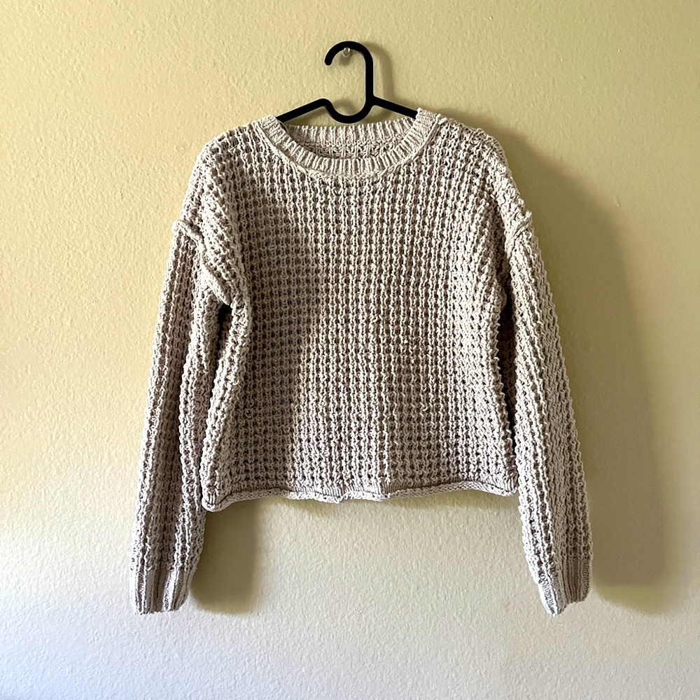 Beige wool knit sweater
